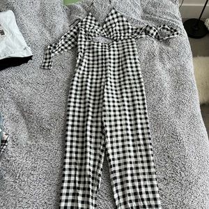 NWT Zara Gingham Cutout Jumpsuit